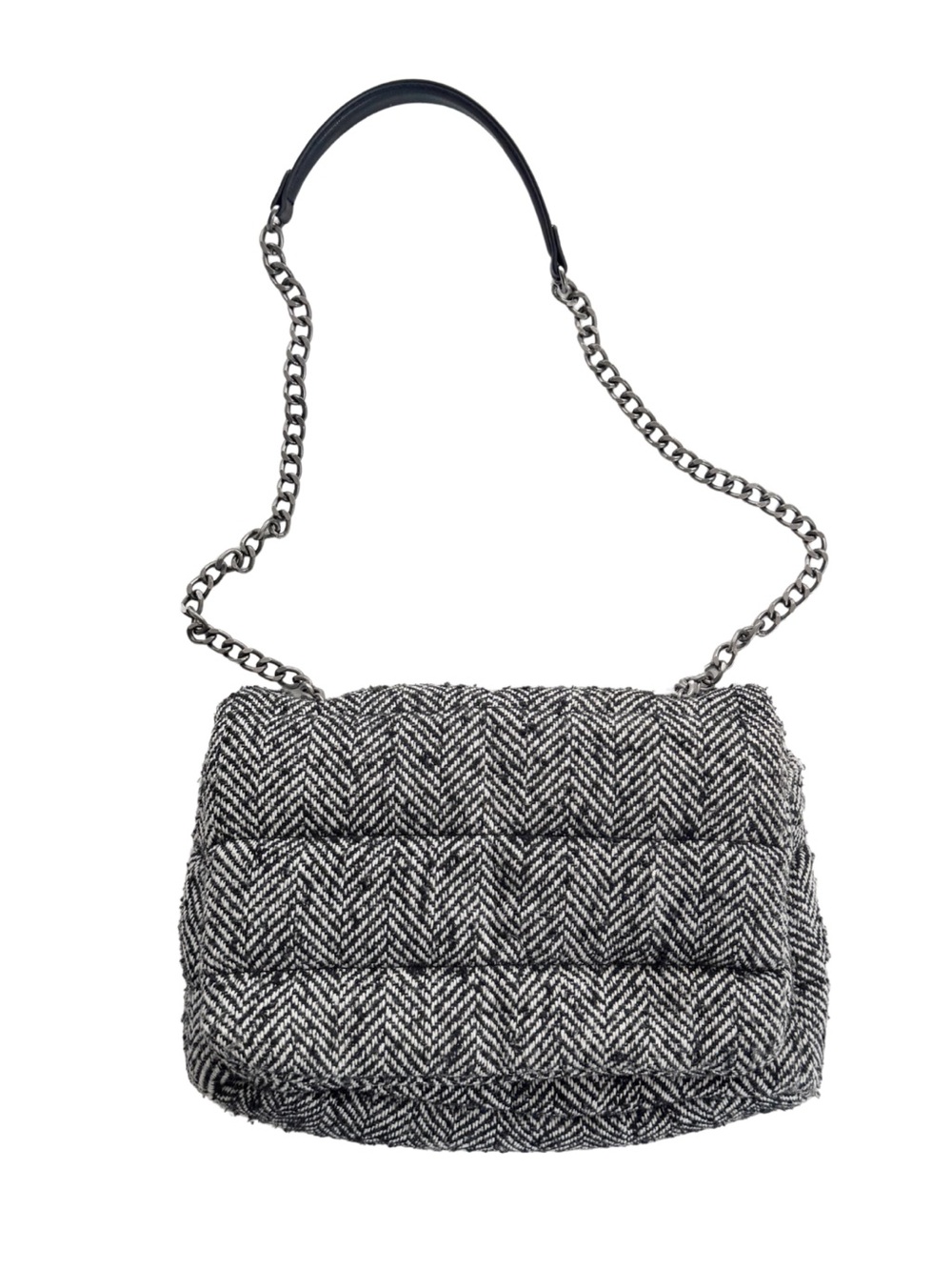 Zara Black & White Herringbone Puffy Crossbody Quilted Clutch